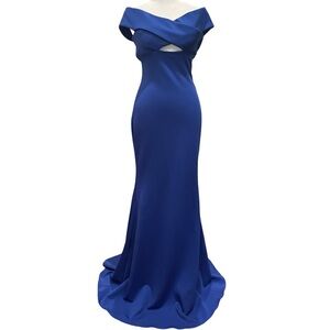 Jovani Cobalt Blue Off-Shoulder Maxi Gown NWOT size 4
